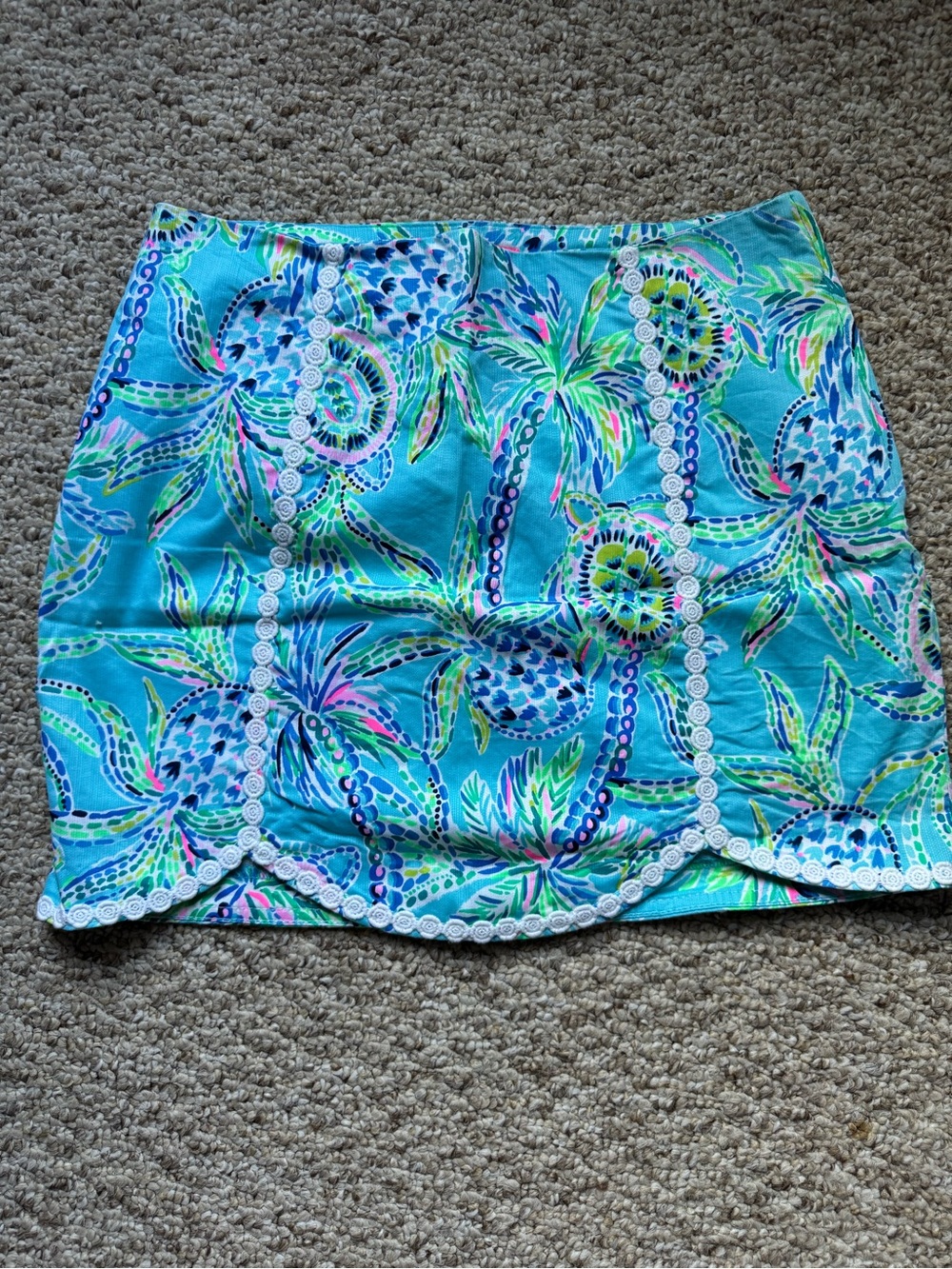 Lilly Pulitzer Aqua Tropical Palm Print Skort with White Trim - Picture 1 of 1